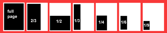 Adveertisement Sizes and shapes